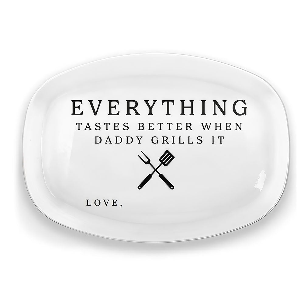 Custom Platter - Personalized Father's Day Birthday Gifts For Dad, Grandpa - Grill Master At Work