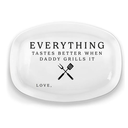 Custom Platter - Personalized Father's Day Birthday Gifts For Dad, Grandpa - Grill Master At Work