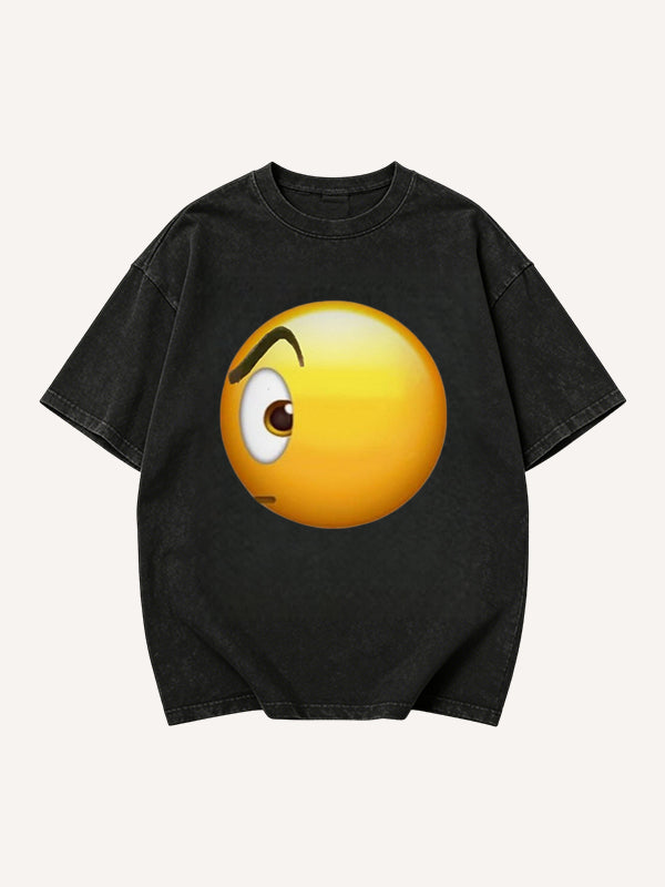 Men's Side-Eye Suspicious Emoji Graphic Short Sleeve T-Shirt