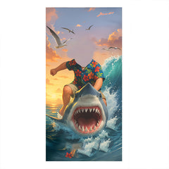 Personalized Shark Beach Towel with Child Face & Name, Funny Summer Kid Gift, Vacation Gift.