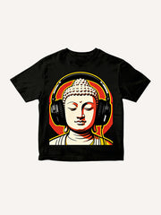 Vintage Buddha with Headphones Graphic T-Shirt