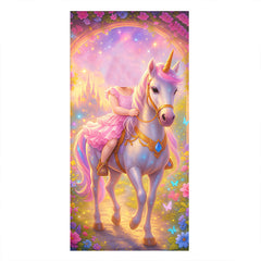 Personalized Unicorn Princess Beach Towel with Child Face & Name, Fantasy Girl Pool Towel Gift.