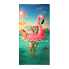 Personalized Funny Flamingo Beach Towel with Custom Face & Name, Pool Towel Vacation Gift.
