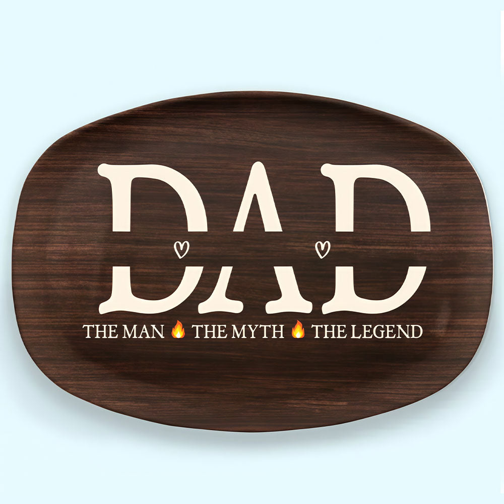 Dad The Man The Grill The Legend - Family Personalized Custom Platter - Father's Day, Birthday Gift For Dad