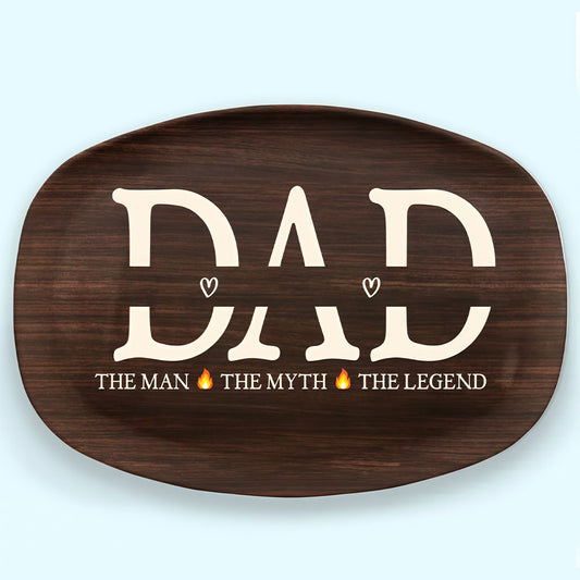 Dad The Man The Grill The Legend - Family Personalized Custom Platter - Father's Day, Birthday Gift For Dad