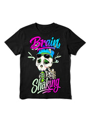 Brain Shaking Smoking Skull Graphic T-Shirt