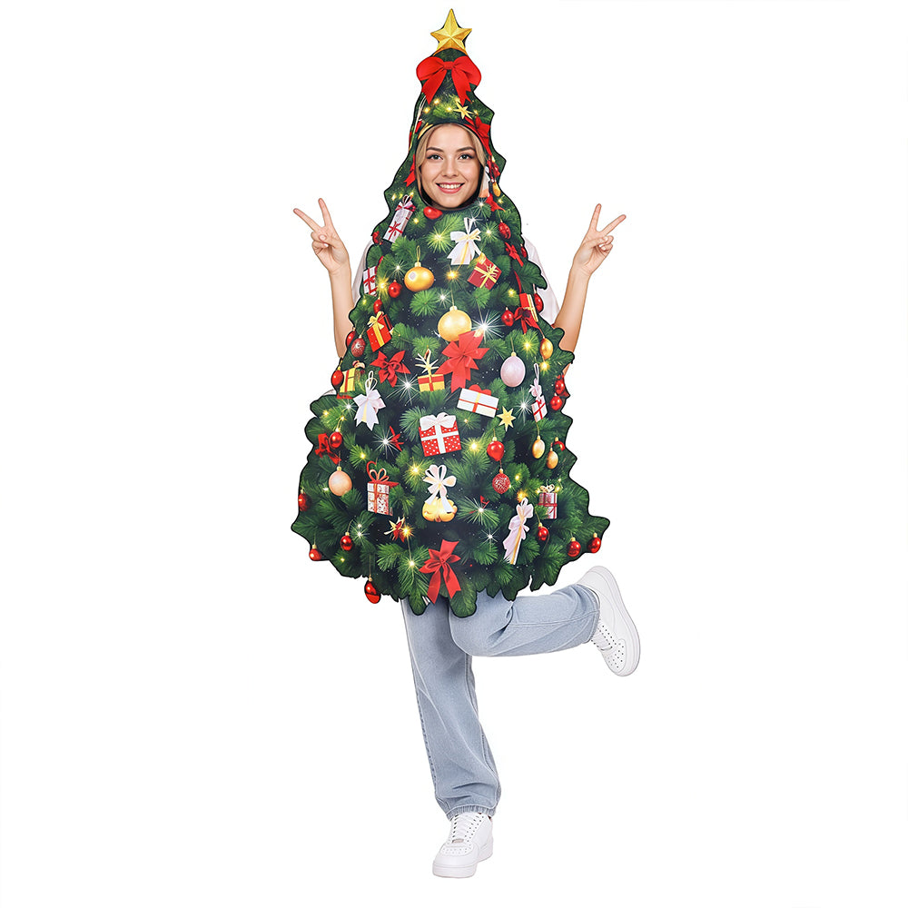 Christmas Tree Photo Booth Prop, Christmas Tree Cutout Stand-In Photo Prop with Face Hole, Xmas Party Selfie Decoration for Holiday Party