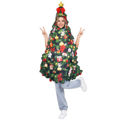 Christmas Tree Photo Booth Prop, Christmas Tree Cutout Stand-In Photo Prop with Face Hole, Xmas Party Selfie Decoration for Holiday Party