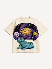 Psychedelic Cosmic Frog & Sun Graphic T-Shirt