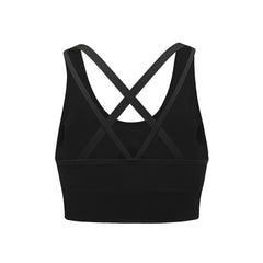 Custom Logo Crisscross Back Sports Bra Women, U Neck Double Strap Scrunch Back Longline Yoga Workout Crop Top, Customizable Private Label Activewear Bra