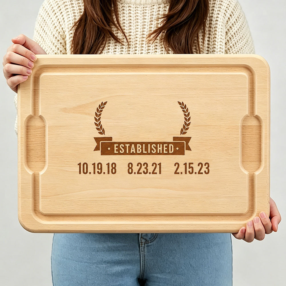 Date Established Personalized Hardwood Cutting Board