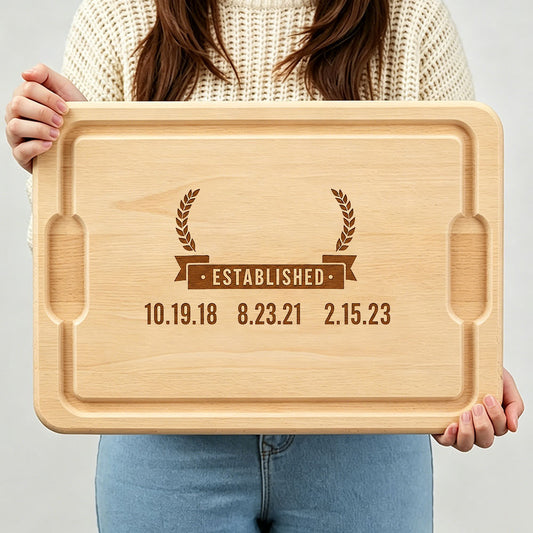 Date Established Personalized Hardwood Cutting Board