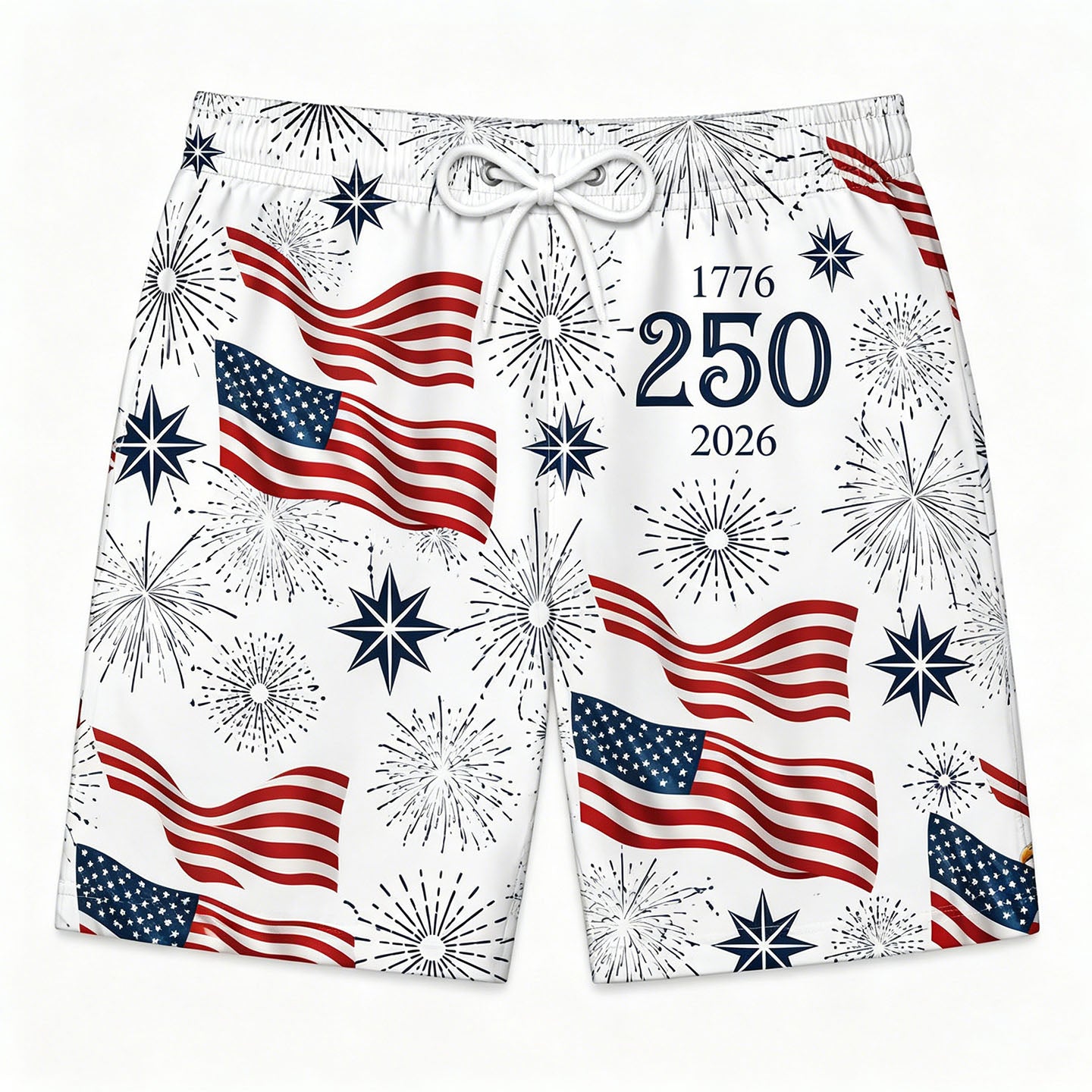 American Bicentennial 250 Years Firework Flag Board Shorts