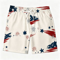 USA Star Firework Independence Day Patriotic Swim Shorts