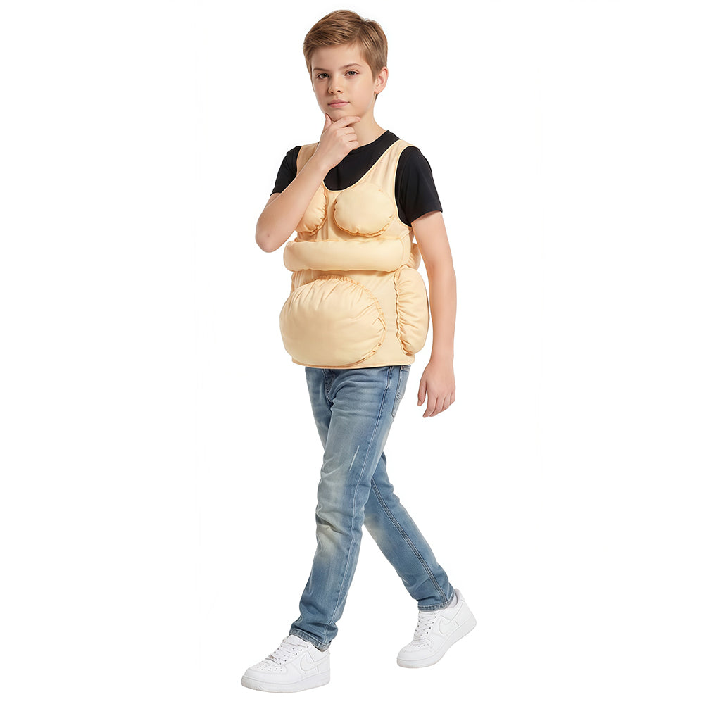 Fake Belly Fat Suit, One Second Chubby Body Costume Vest, Funny Inflated Body Suit for Halloween Cosplay Party Prank