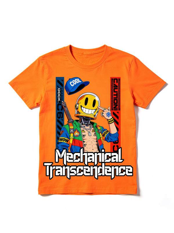 Mechanical Transparency Smiley Streetwear Graphic Short Sleeve Tee