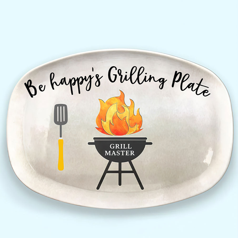 Daddy's Grilling Plate - Family Personalized Custom Platter - Father's Day, Birthday Gift For Dad