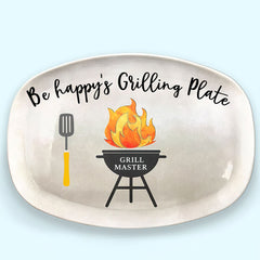 Daddy's Grilling Plate - Family Personalized Custom Platter - Father's Day, Birthday Gift For Dad