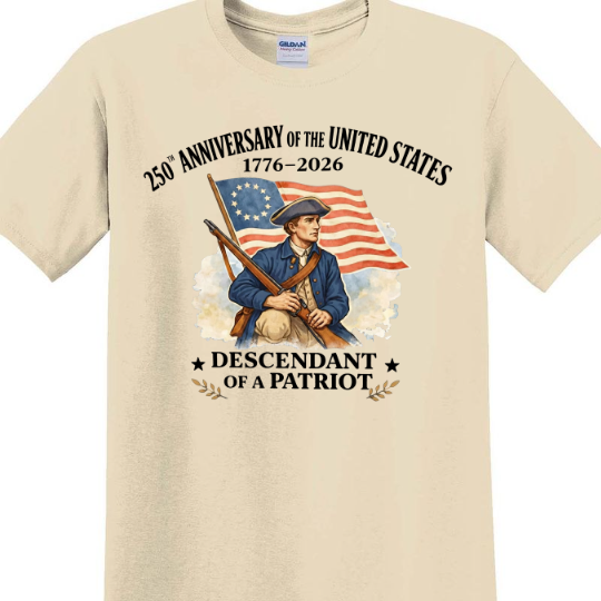 Personalized 250 Years of America Shirt, Custom Name Descendant of a Patriot, Patriotic 1776–2026 Tee