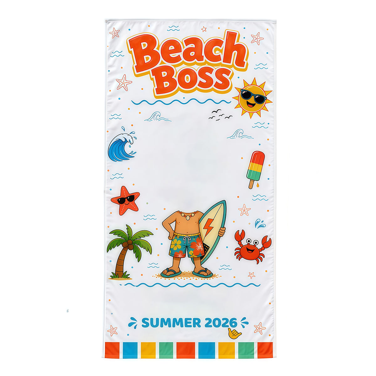 Personalized Beach Towel Kids Custom Face, Toddler Pool Towels, Photo Towel with Name Summer.