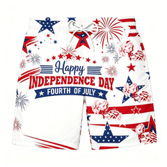 Happy Independence Day 4th of July Firework Star Swim Trunks