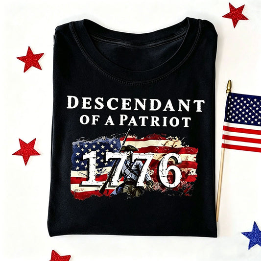 Descendant of a Patriot Shirt, Revolutionary War Heritage Tee, Vintage American Revolution Gift