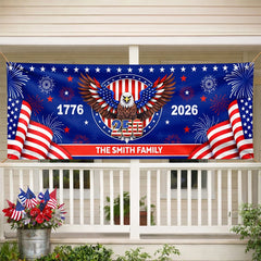 Custom Horizontal Banner - Personalized America 250th Anniversary Gifts For Mom, Dad, Brother, Sister, Kids - Family Together Always