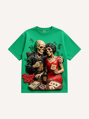 Vintage Skeleton Couple Graphic T-Shirt