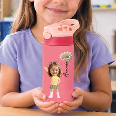 Custom Photo Kids Insulated Water Bottle - Personalized Back To School Gifts For Kids - Ready Set Shine