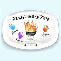 Best Dad's Grilling Plate - Family Personalized Custom Platter - Father's Day, Birthday Gift For Dad