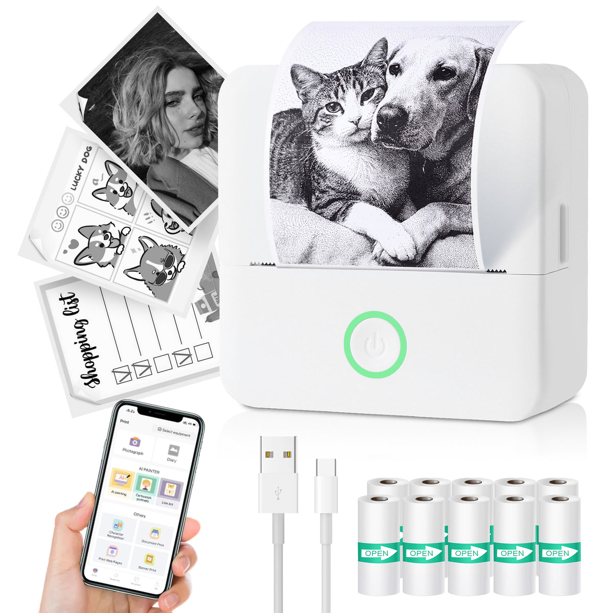 Mini Portable Bluetooth Thermal Printer | Inkless Pocket Sticker & Photo Printer for Notes, Lists & DIY Art