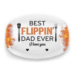 Best Flippin’ Dad Ever - Family Personalized Custom Platter - Father's Day, Gift For Dad, Grandpa