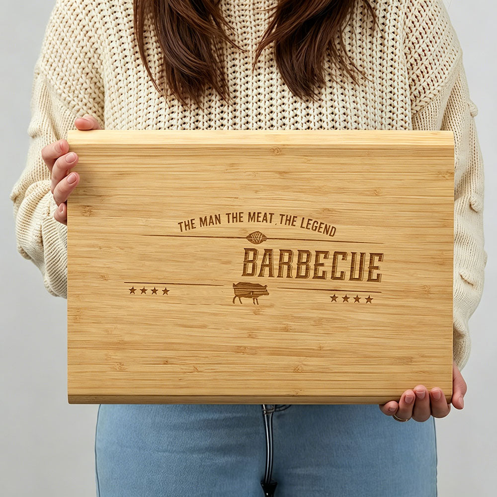 The Man,The Meat,The Legend Personalized Bamboo Cutting Board