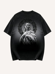 Vintage Gothic Virgin Mary Statue Graphic T-Shirt
