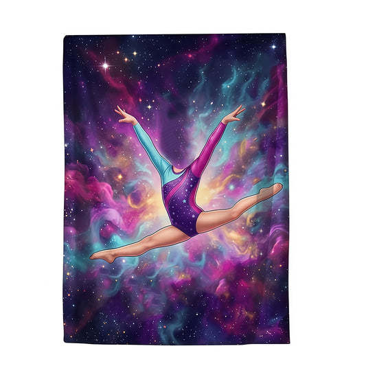 Personalized Gymnast Blanket with Child’s Face & Name, Custom Photo Throw Dance Gift for Girls.