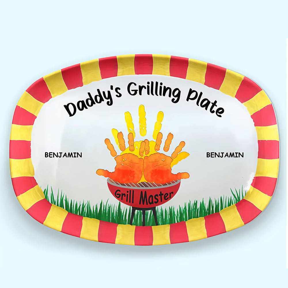 Daddy Grill Master - Family Personalized Custom Platter - Father's Day, Birthday Gift For Dad