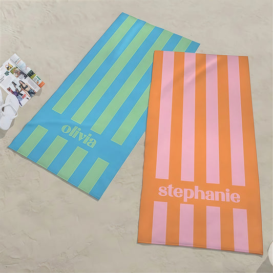 Summer Stripes Personalized 30x60 Beach Towel
