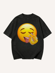 Men's Winking Tongue Out Emoji Graphic Short Sleeve T-Shirt