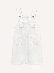 Denim double-button gusseted overalls