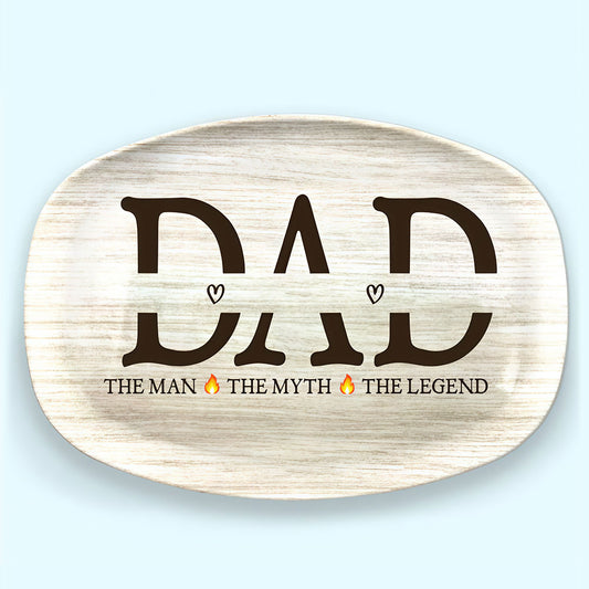 Papa The Man The Grill The Legend - Family Personalized Custom Platter - Father's Day, Birthday Gift For Dad
