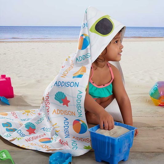 Beach Fun! Personalized Baby Hooded Beach & Pool Towel
