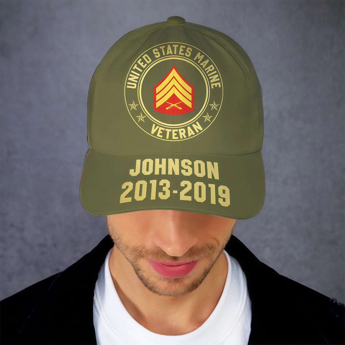 Custom US Marine Corps Veteran Rank & Service Years Baseball Cap