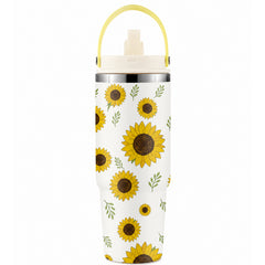 30 Oz Insulated Tumbler with Flip Straw & Carry Handle – Cute Highland Cow Stainless Steel Travel Cup, Leak-Proof Hot & Cold Tumbler