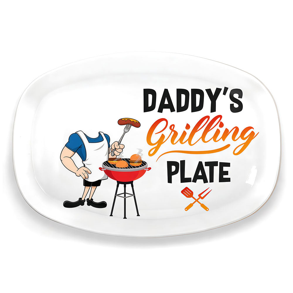 Custom Photo Everything Tastes Better When Daddy Makes It - Family Personalized Custom Platter - Father's Day, Gift For Dad, Grandpa