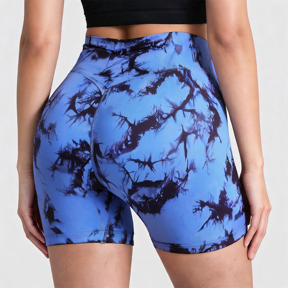 Customized handprint personalized text - Trendy Y2K Tie Dye Stretch Athletic Yoga Shorts