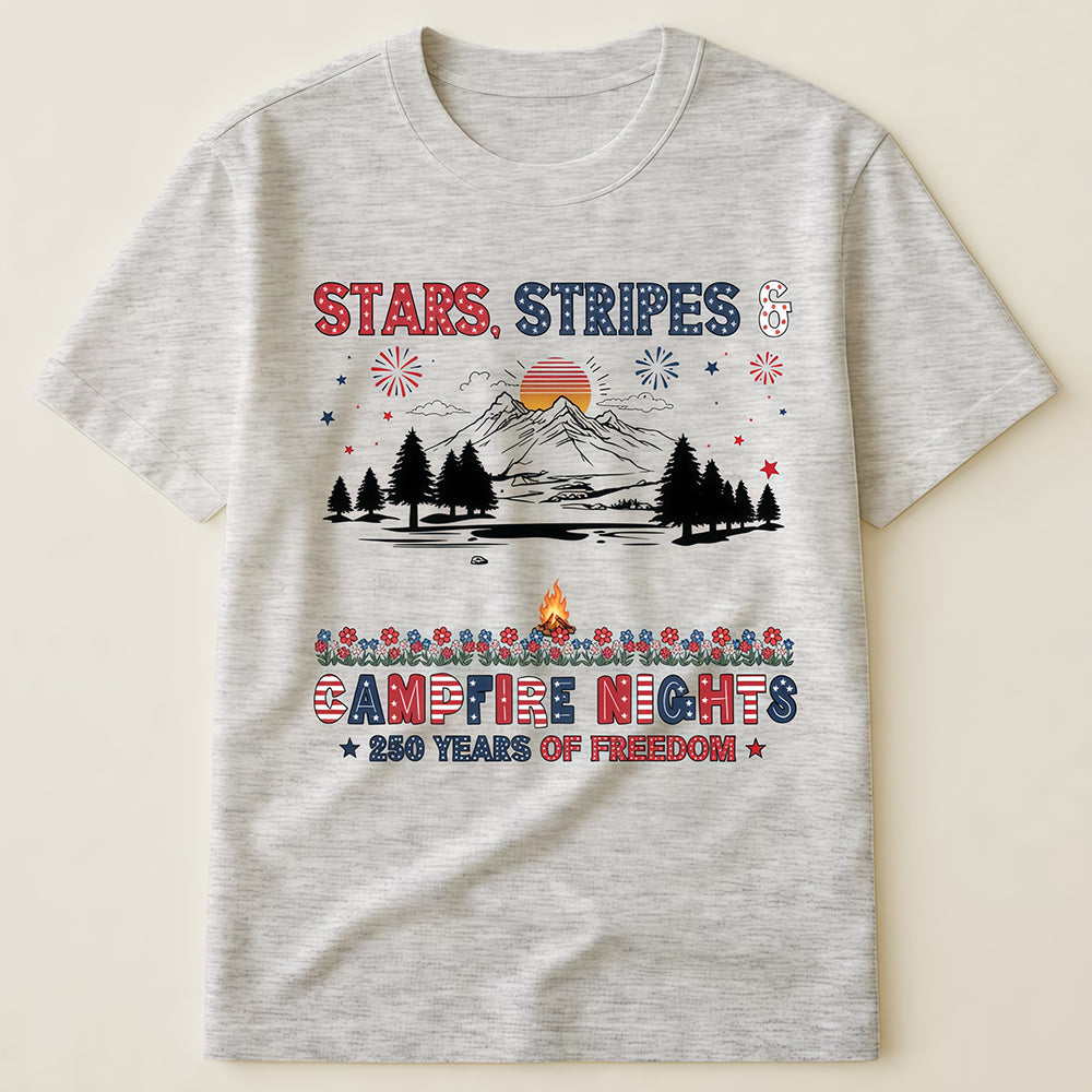 Stars Stripes & Campfire Nights 250 Years Of Freedom Camping Crew - Personalized Shirt