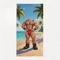 Custom Muscle Beach Towel with Face, Funny Gift for Him, Bachelor Party Gift, Workout Lovers.