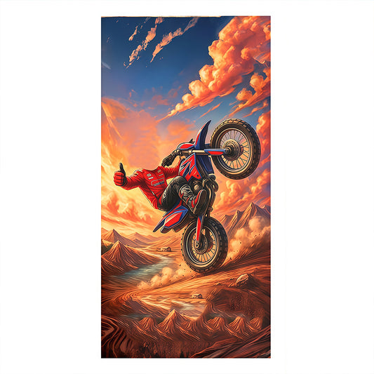 Personalized Motocross Beach Towel with Child Face & Name, Dirt Bike Kid Gift, Custom Motocross.