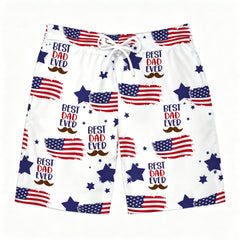 Best Dad Ever American Flag Star Patriotic Swim Trunks