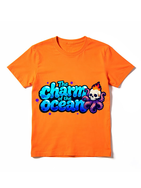 Charm Ocean Graffiti Skull Graphic Short Sleeve T-Shirt